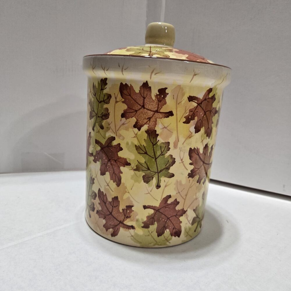 Pier 1 Fall Leaves CANISTER Small 6.5"